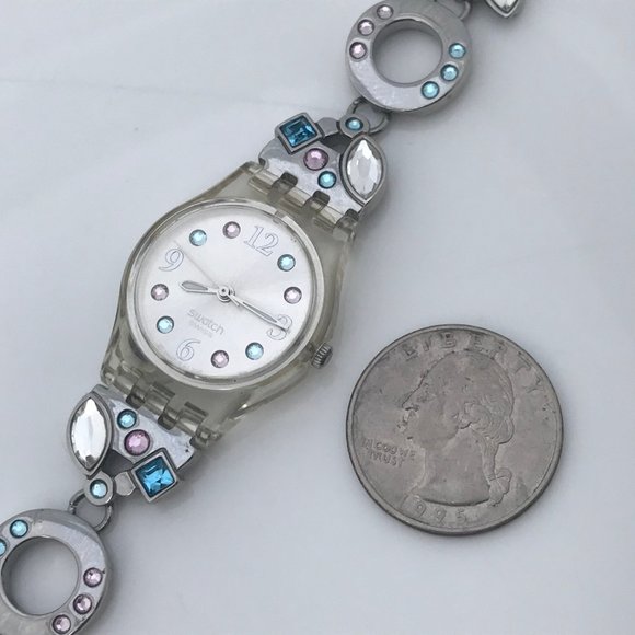 Swatch Ladies Watch Multi Color Crystals Accent Me - Picture 11 of 12